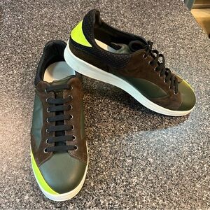Alexander McQueen Leather Suede Sneakers shoes Men’s 45 Green Brown Yellow
